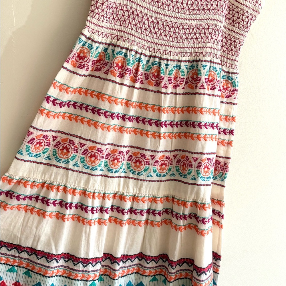 Aspiga Jacquard sundress Ecru multi sustainable Maxi Dress Organic Cotton size M - Picture 11 of 15